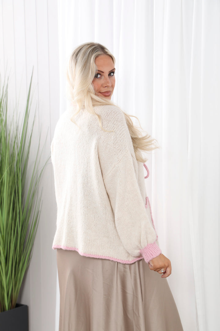 Pocket Trim Cardi Cream