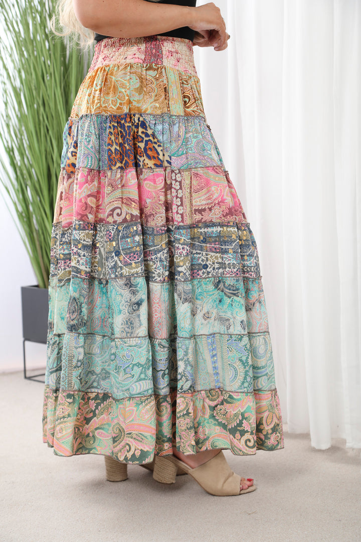 Boho Patchwork skirt Light