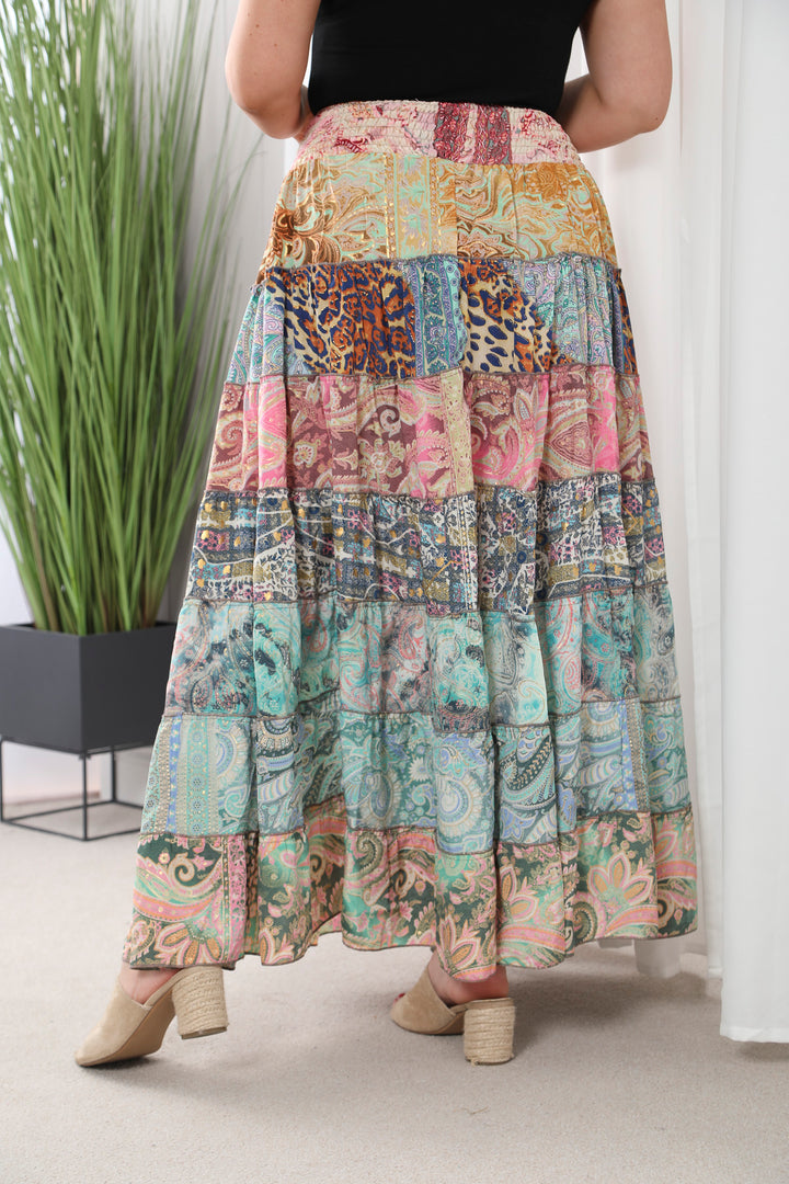 Boho Patchwork skirt Light