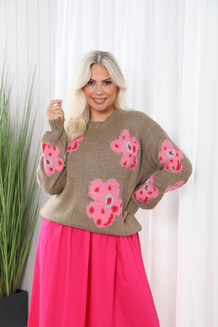 Angie Flower Jumper Mocha