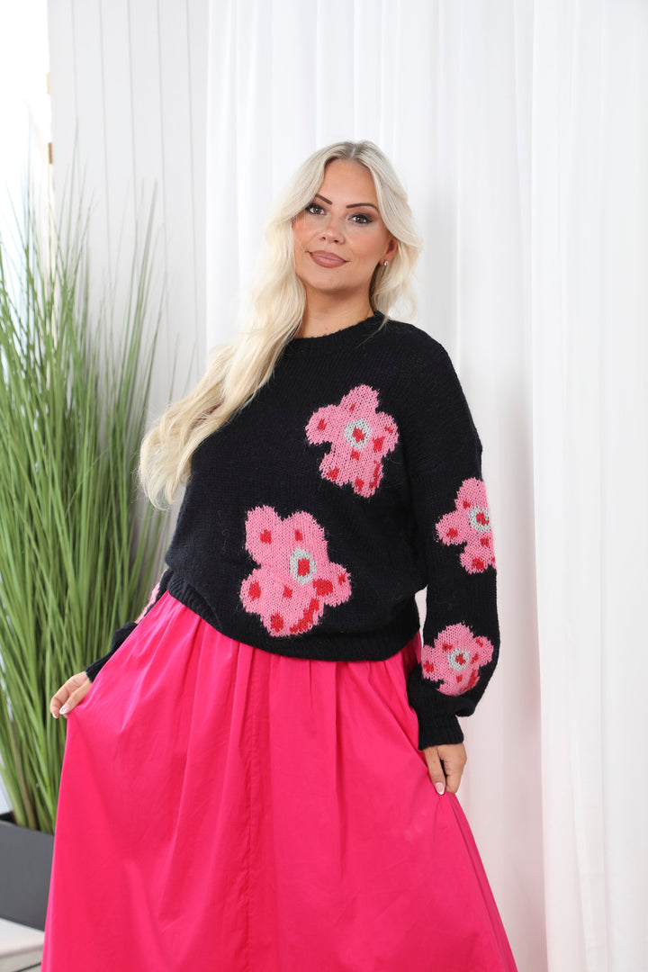 Angie Flower Jumper Black