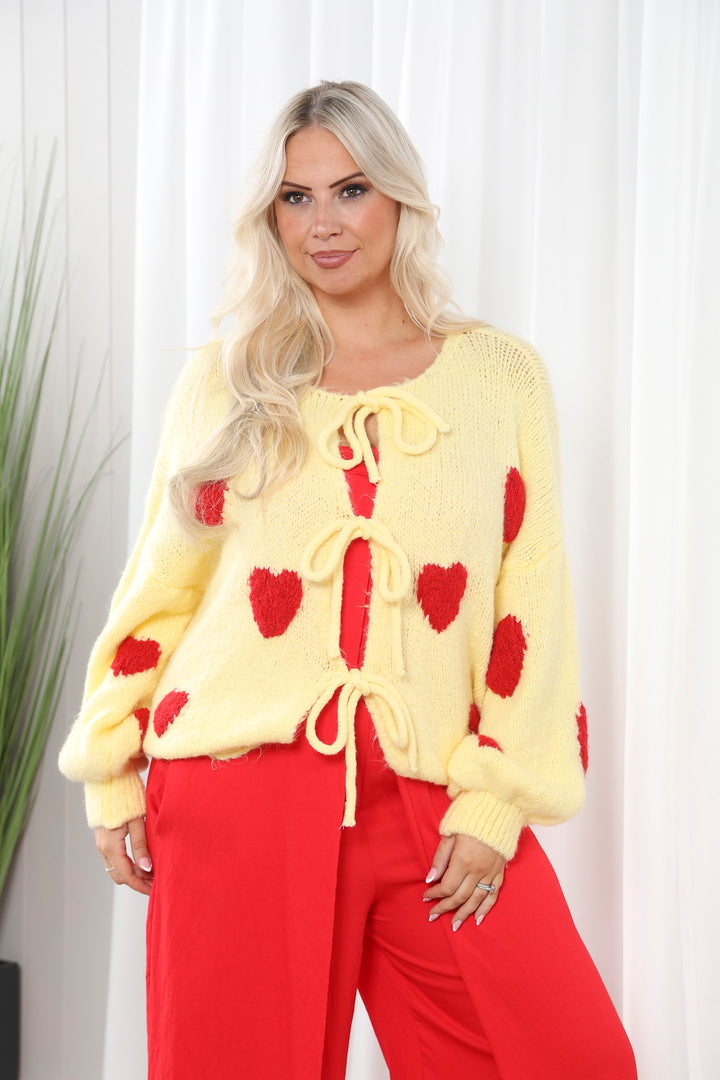 Heart Cardigan Lemon