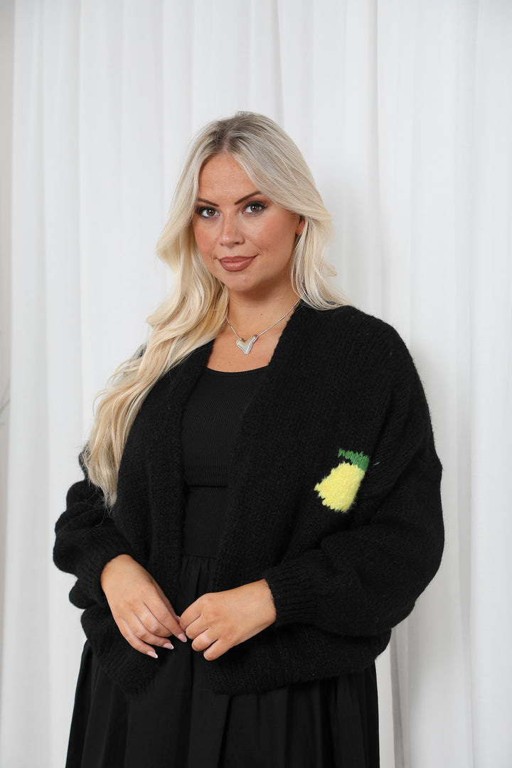 Lemon Edge to Edge cardi Black