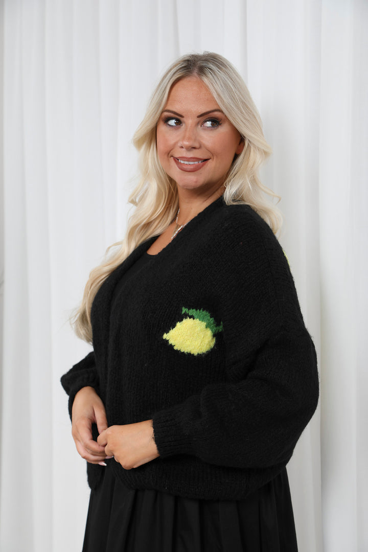 Lemon Edge to Edge cardi Black