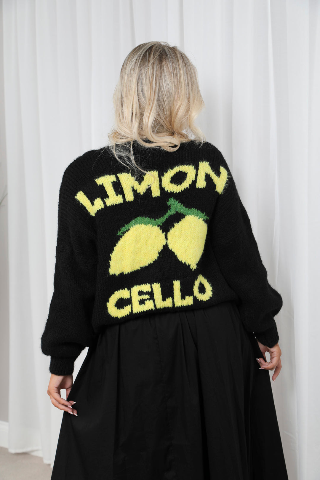 Lemon Edge to Edge cardi Black