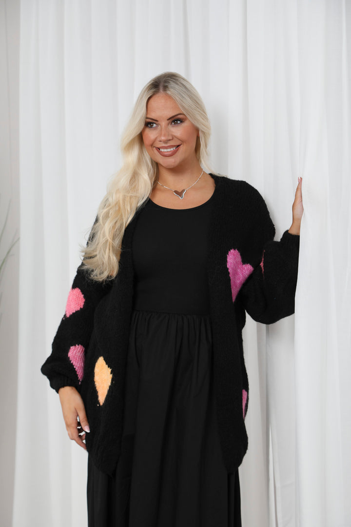 Julia Heart Cardigan Black