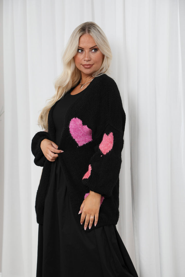 Julia Heart Cardigan Black