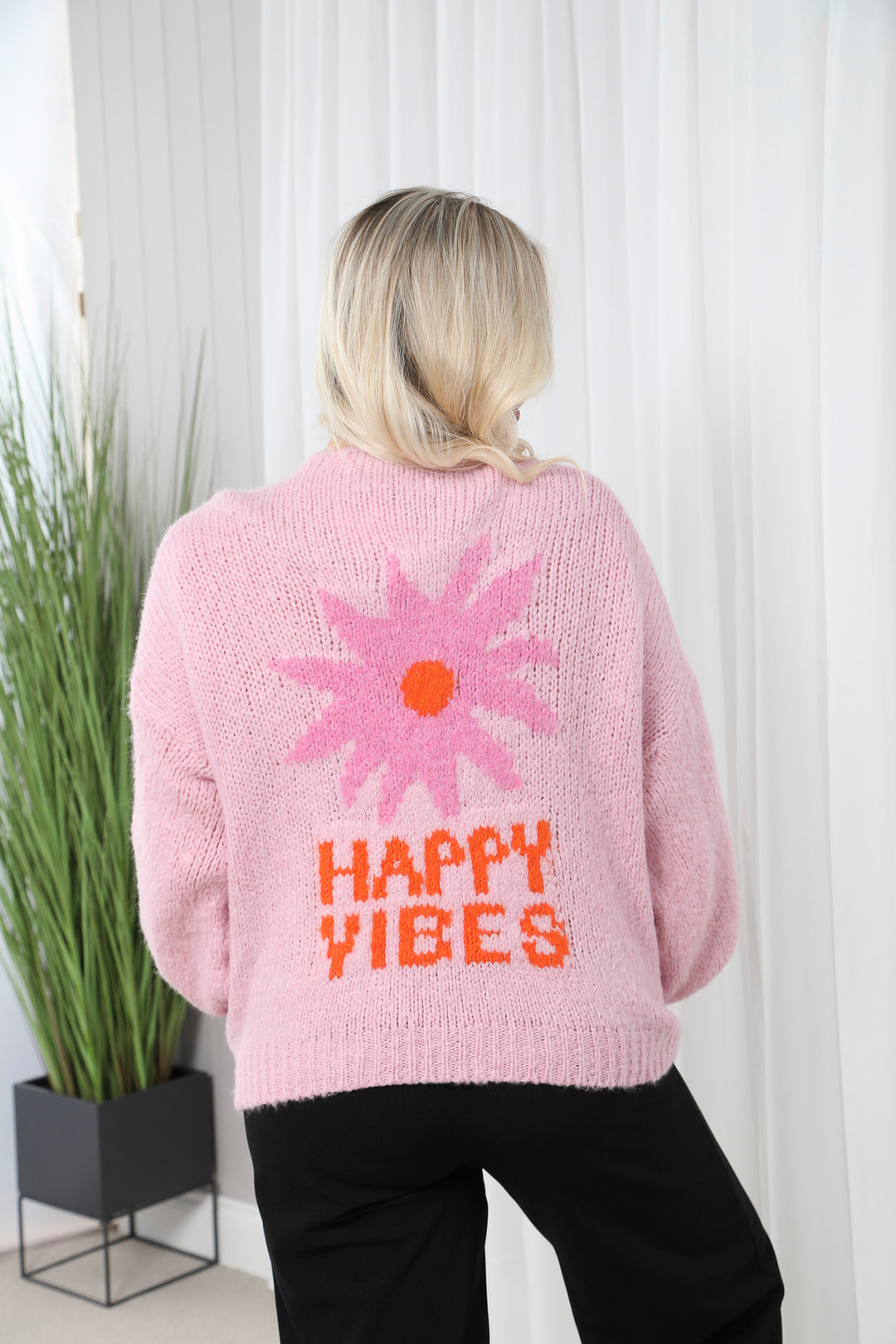 Happy Vibes Cardigan Pink