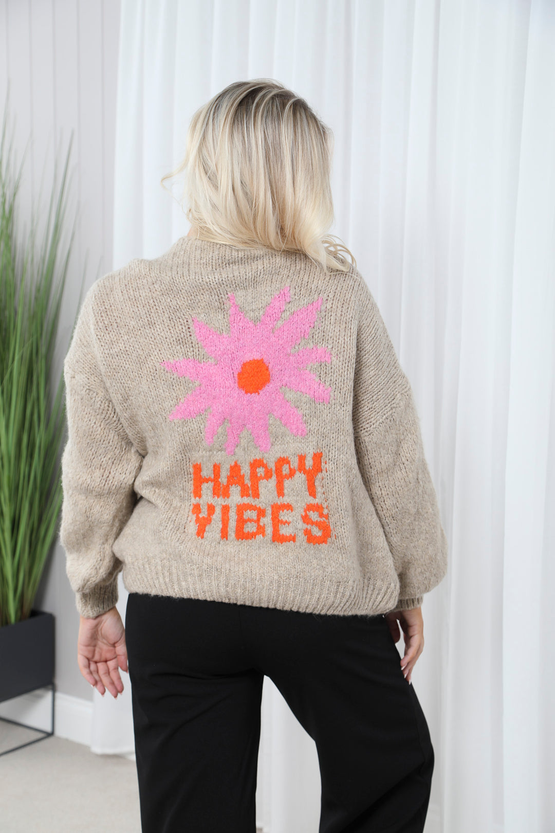 Happy Vibes Cardigan Oat