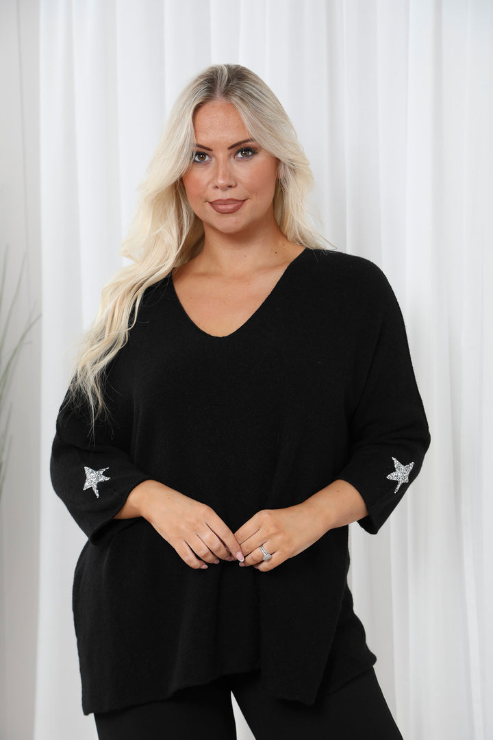 Anabelle Star Jumper Black