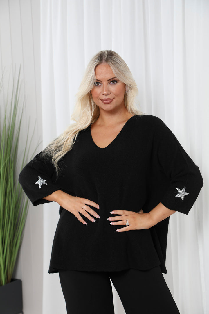 Anabelle Star Jumper Black