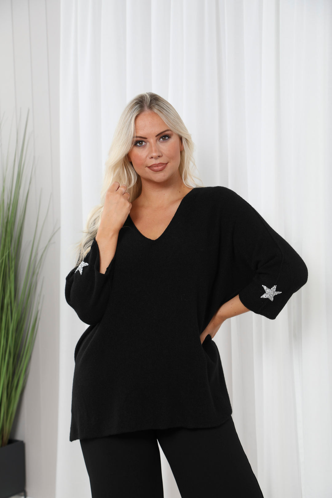 Anabelle Star Jumper Black