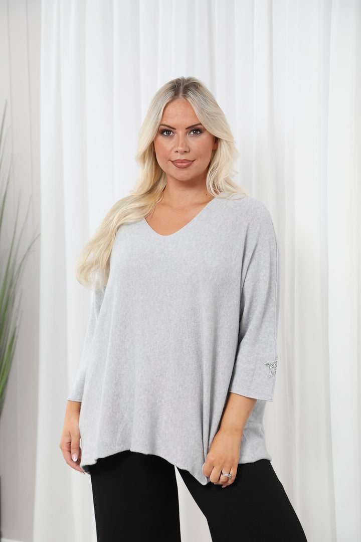 Anabelle Star Jumper Grey