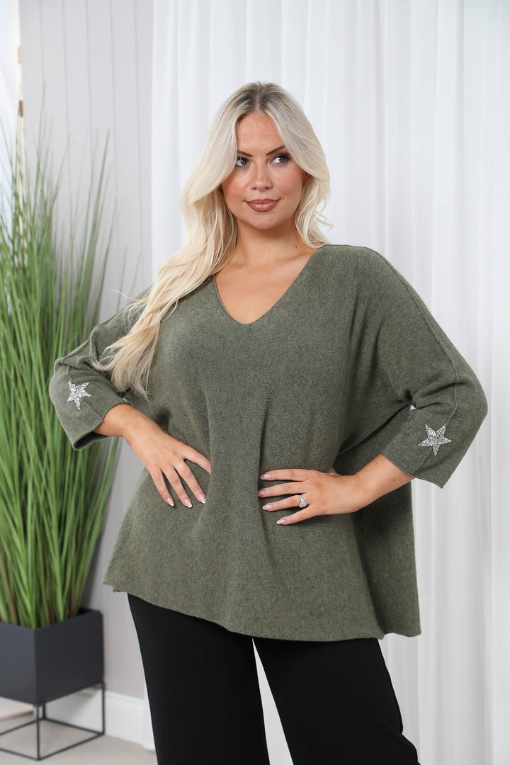 Anabelle Star Jumper Khaki