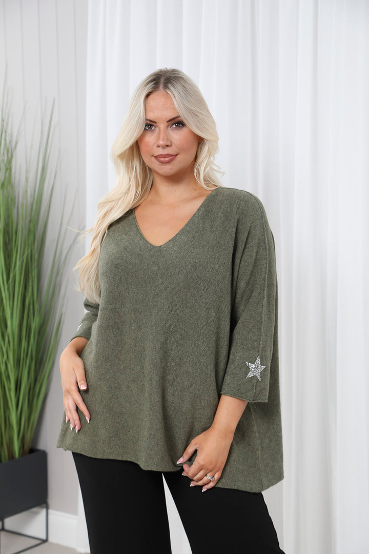 Anabelle Star Jumper Khaki