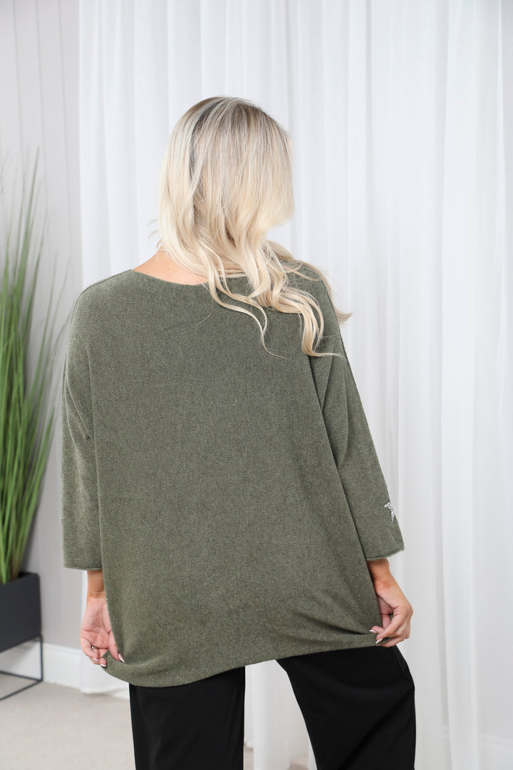 Anabelle Star Jumper Khaki