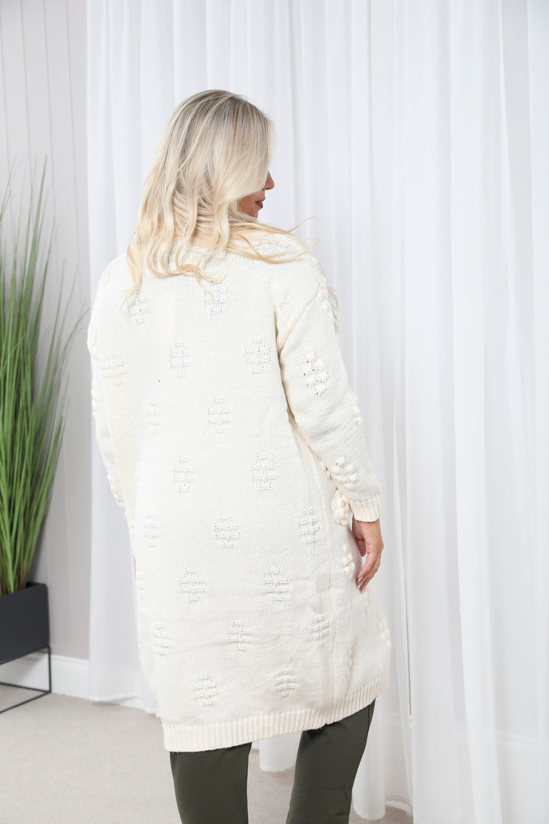 Rose Embossed Cardigan Cream