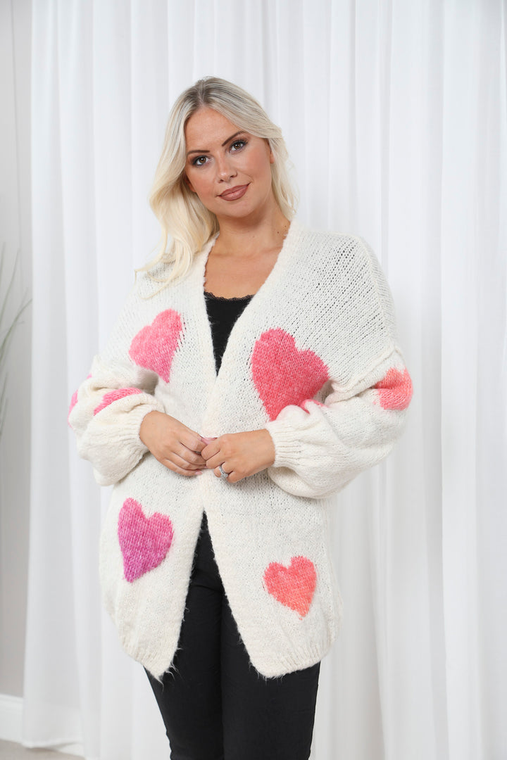 Julia Heart Cardigan Cream