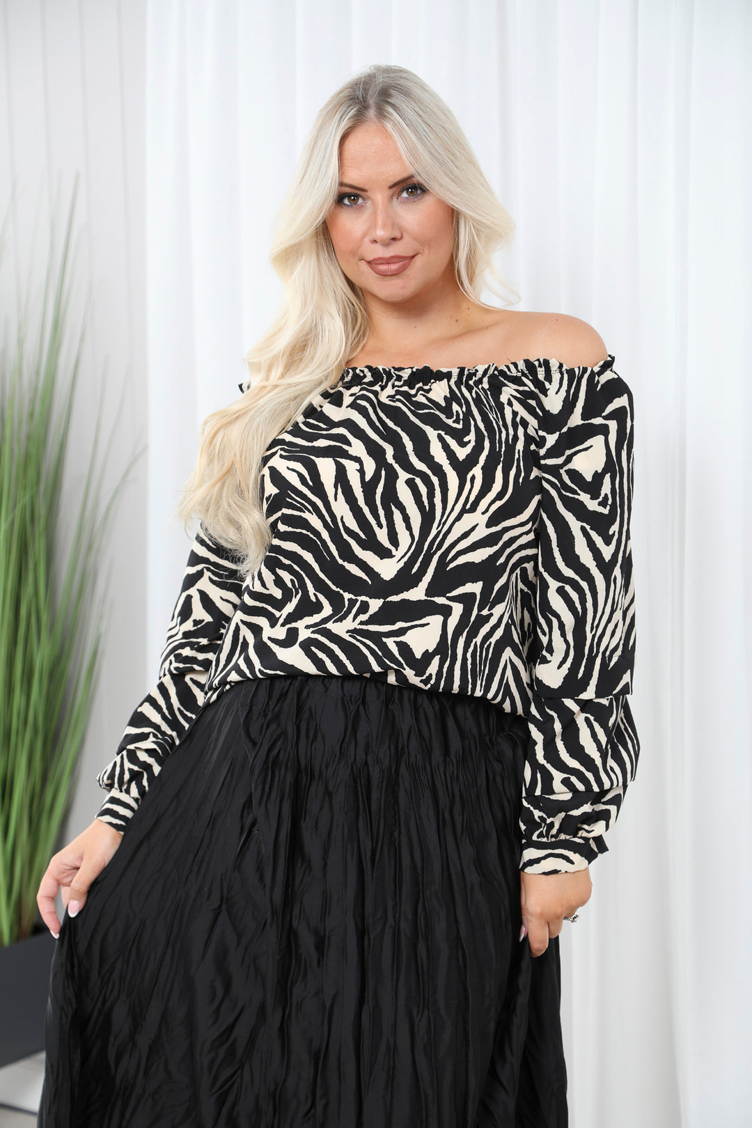 Zebra Print Gypsy Top Cream