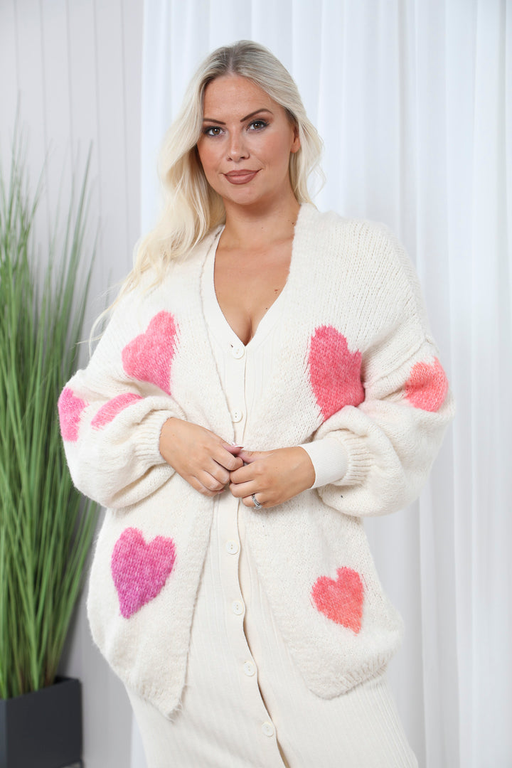 Julia Heart Cardigan Cream