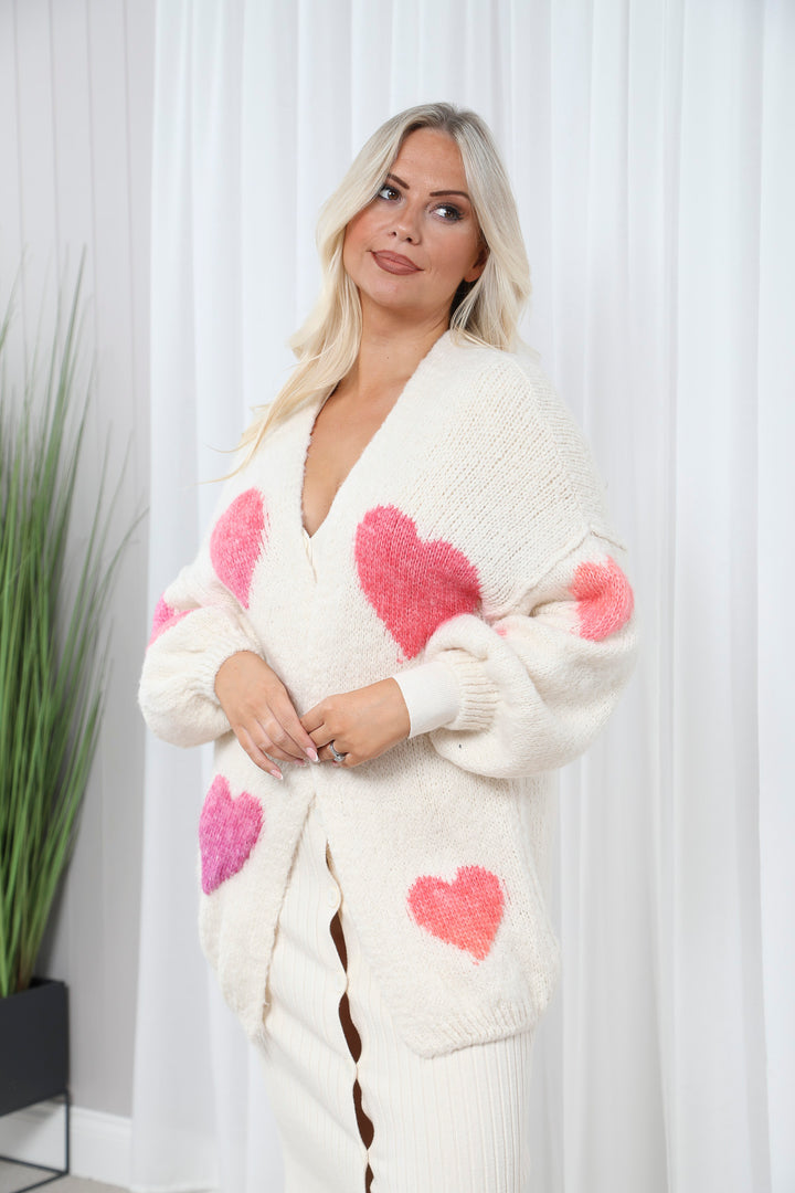 Julia Heart Cardigan Cream