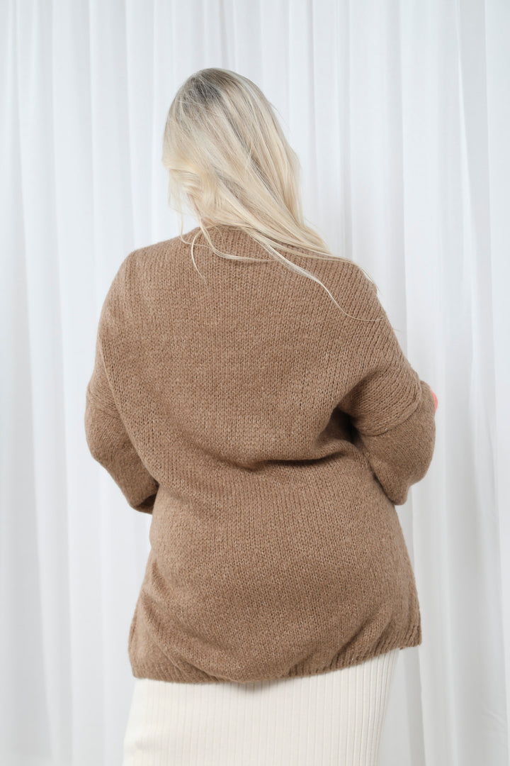 Julia Heart Cardigan Coffee