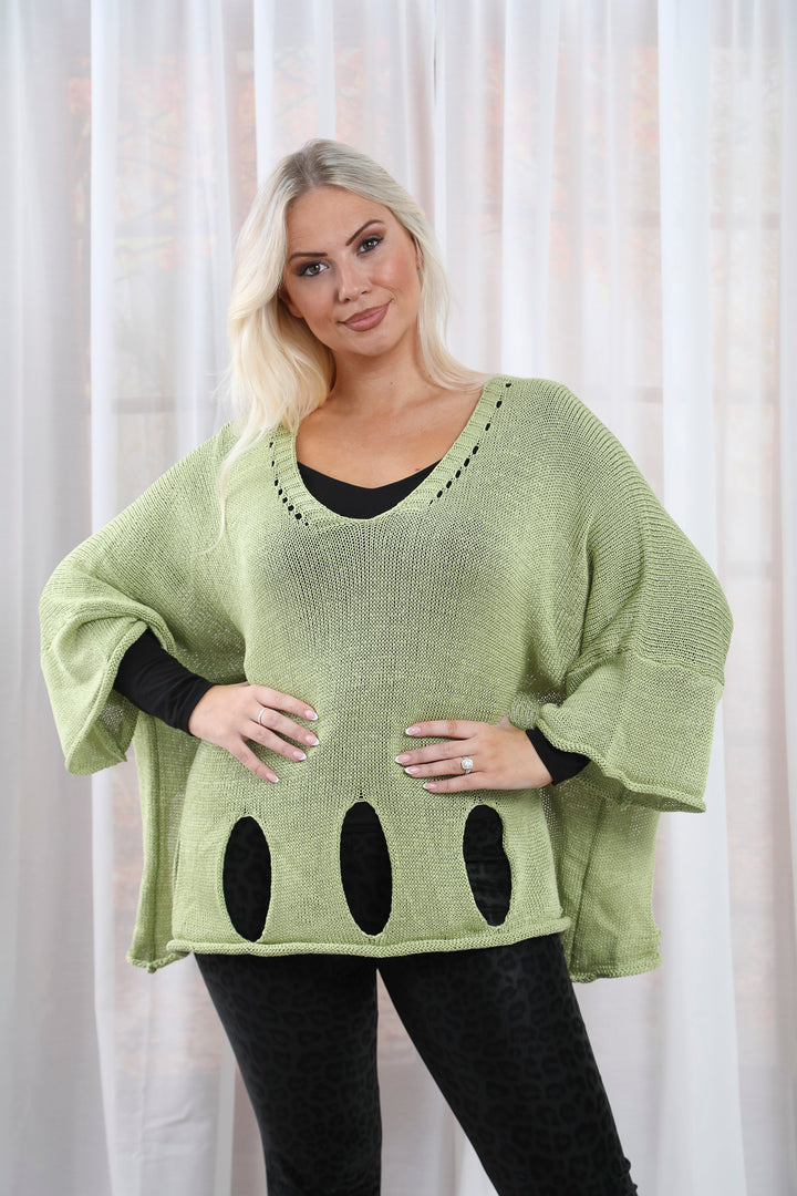 Fleur Knit Top Honeydew