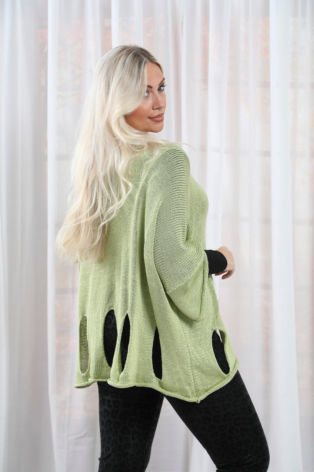 Fleur Knit Top Honeydew