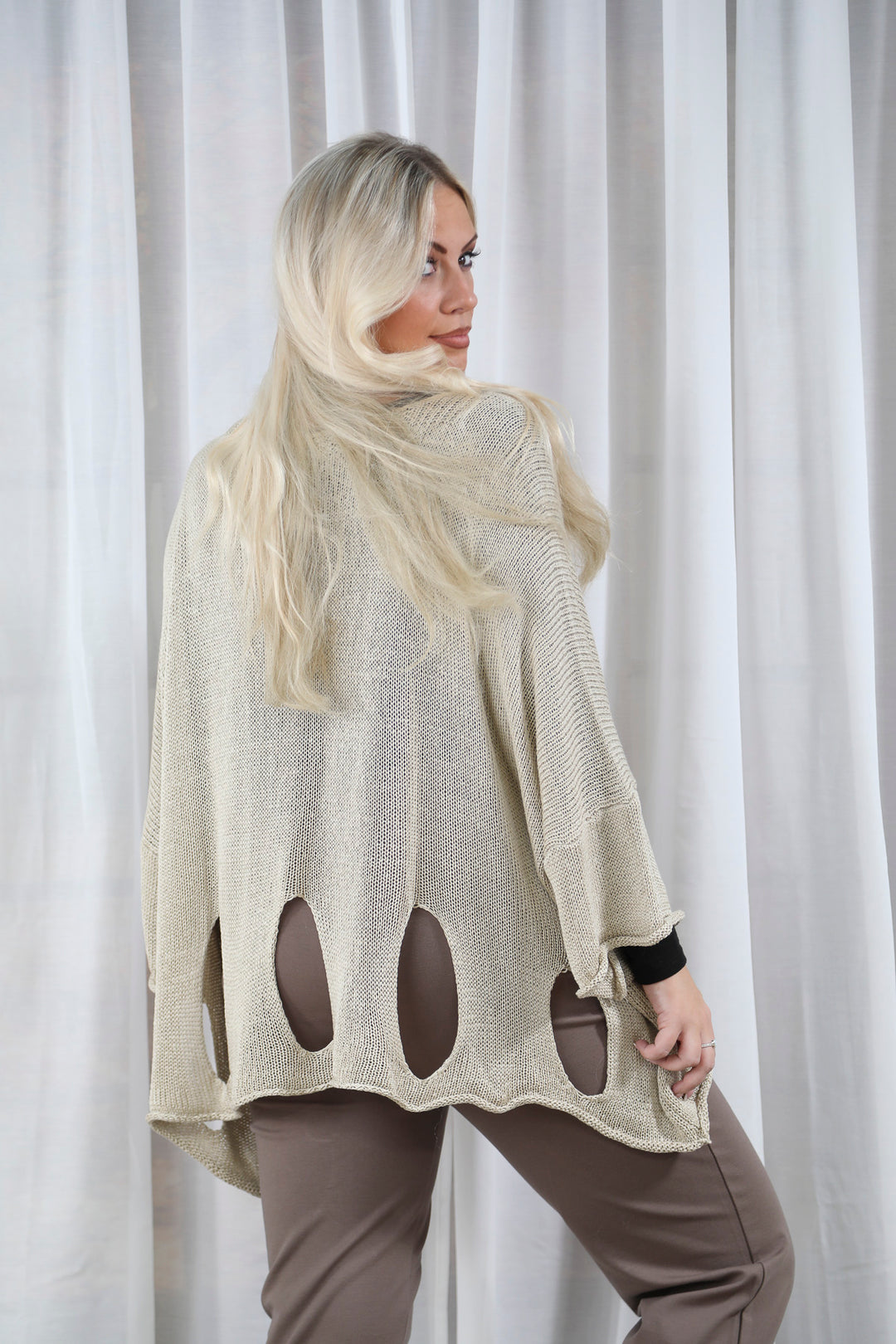 Fleur Knit Top Beige