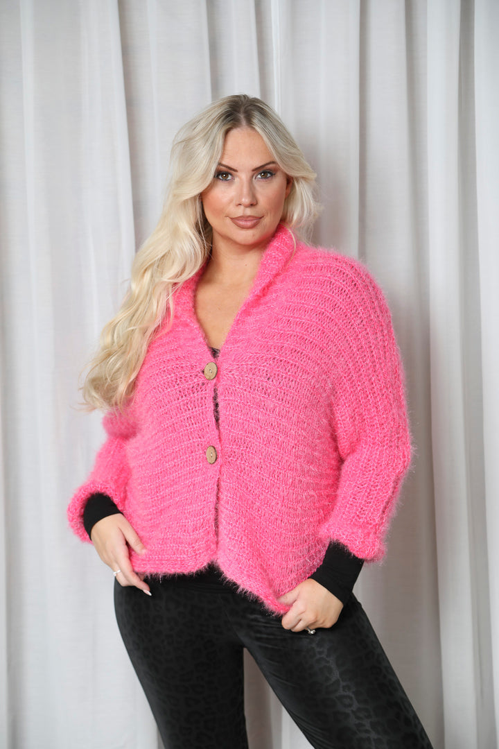 Millie Fluffy Cardigan Fuchsia