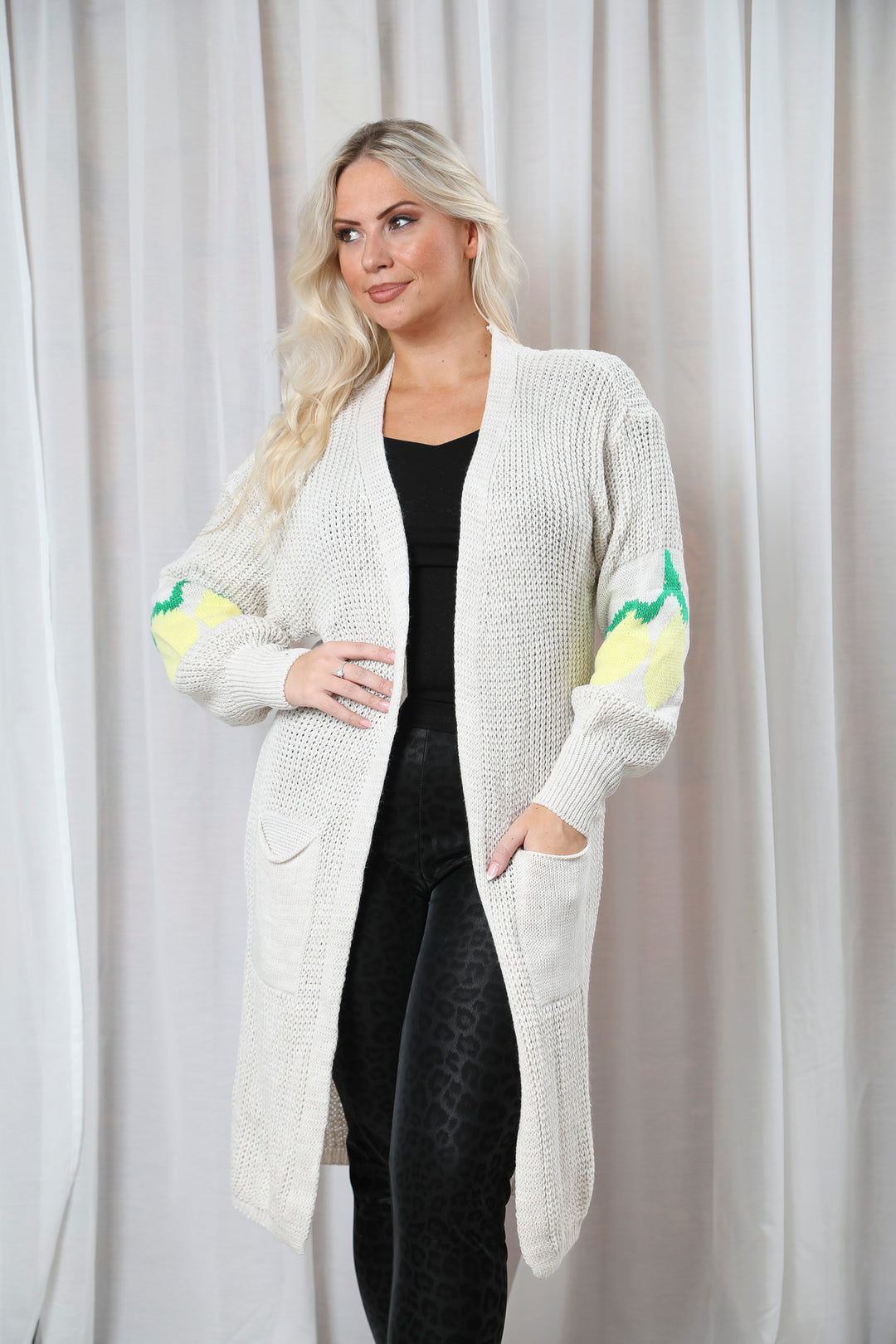 Lola Lemon Maxi Cardigan Beige