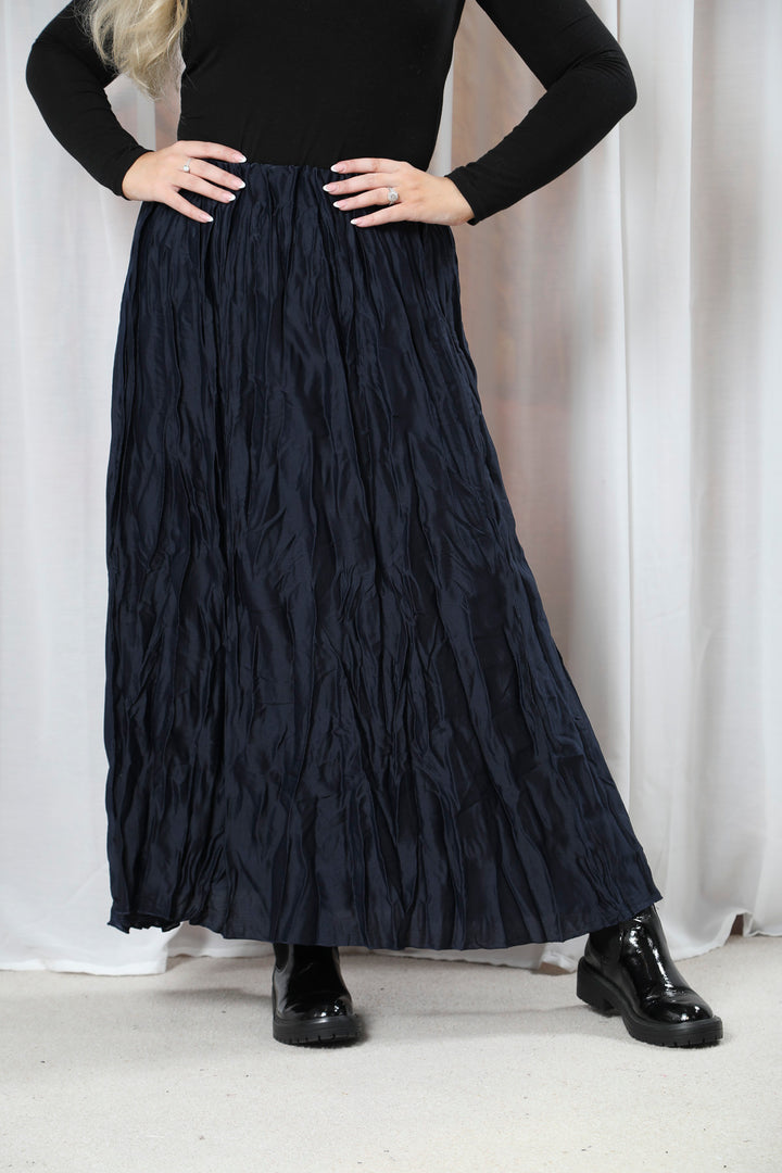 Crinkle Maxi Skirt Navy