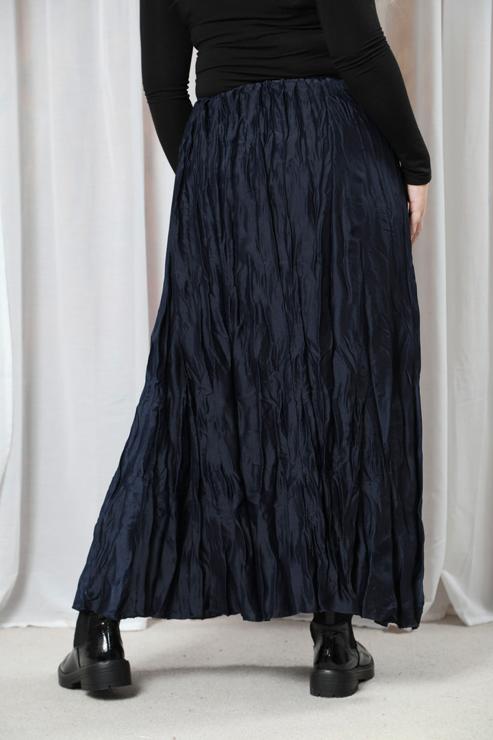 Crinkle Maxi Skirt Navy