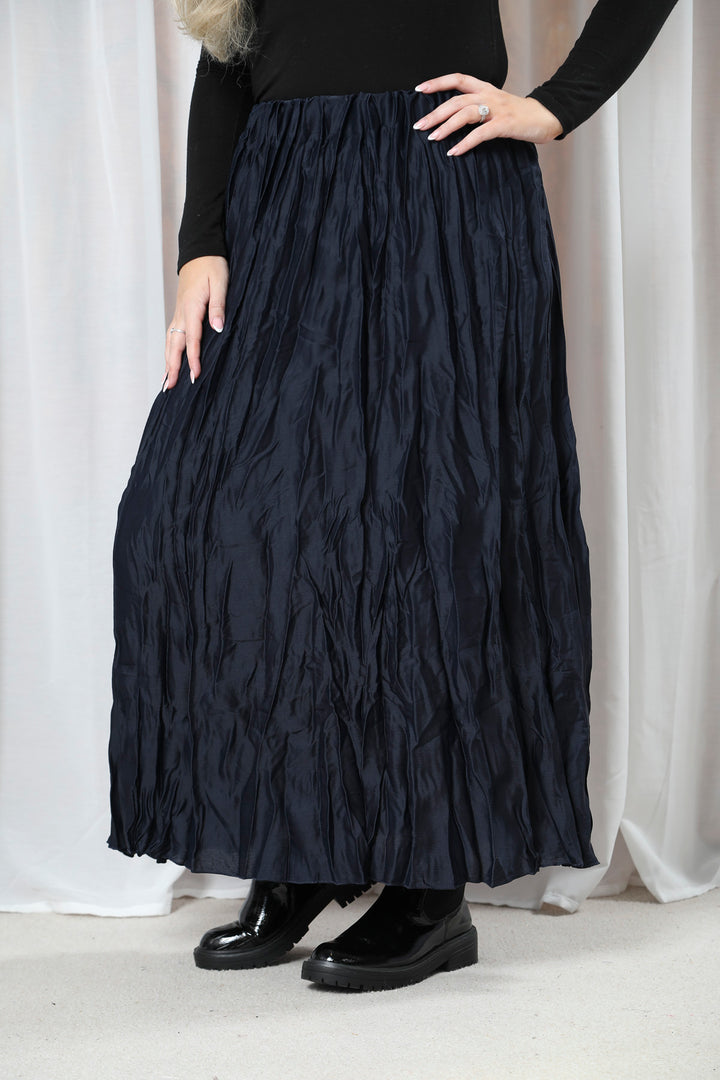 Crinkle Maxi Skirt Navy