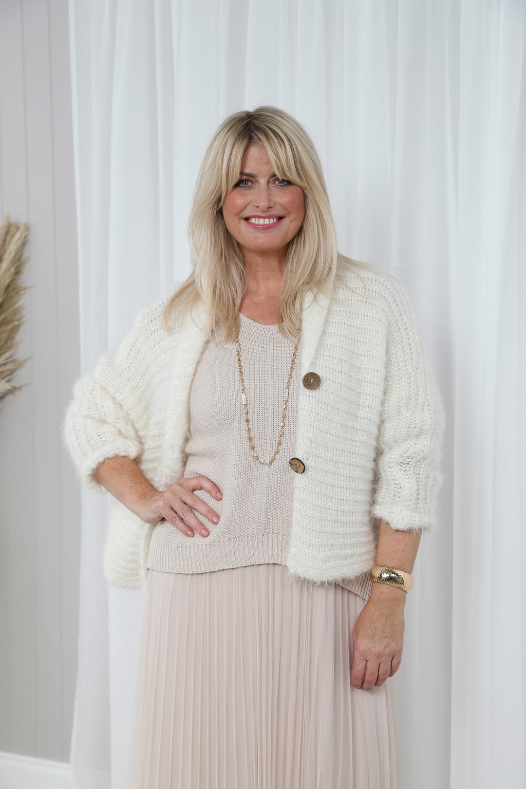 Millie Fluffy Cardigan Cream