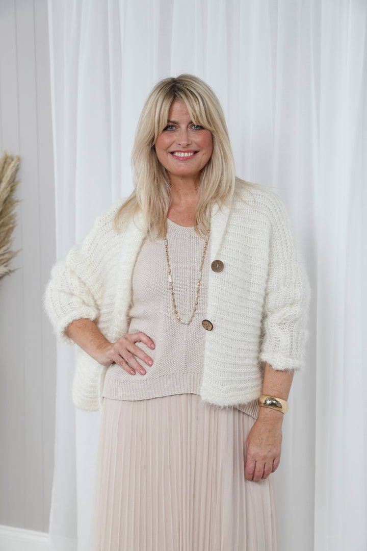 Millie Fluffy Cardigan Cream