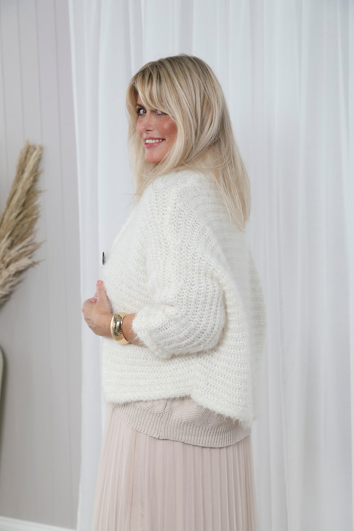 Millie Fluffy Cardigan Cream