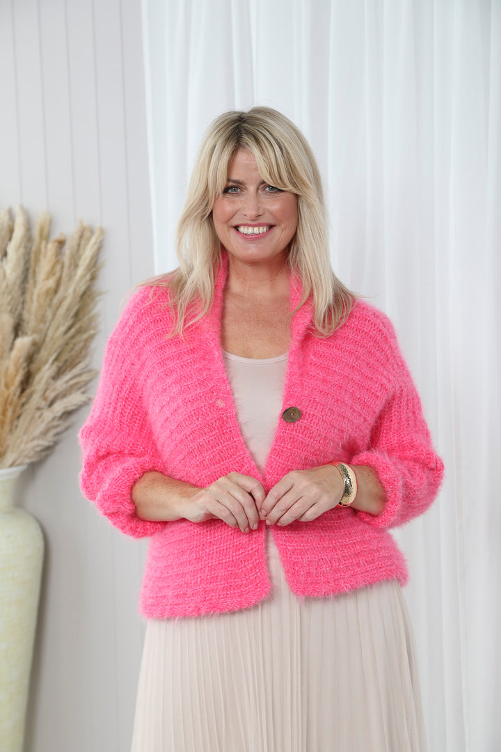 Millie Fluffy Cardigan Fuchsia