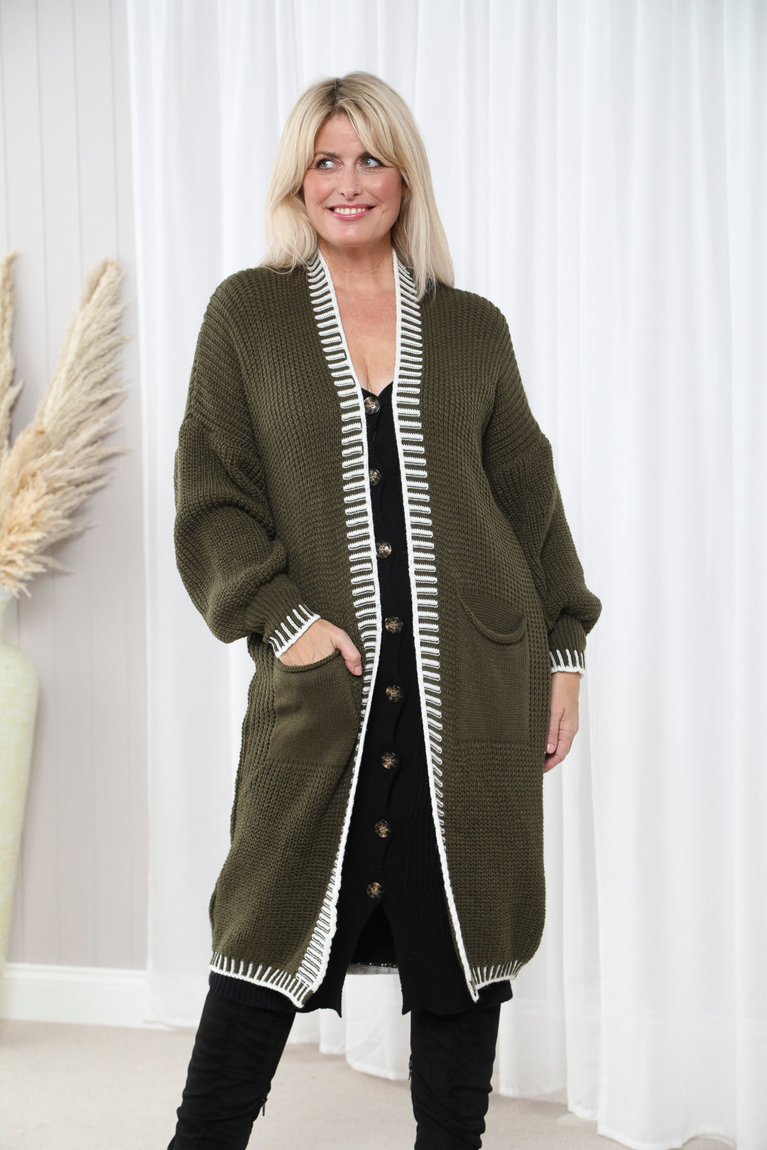 Elera Maxi Cardigan Khaki