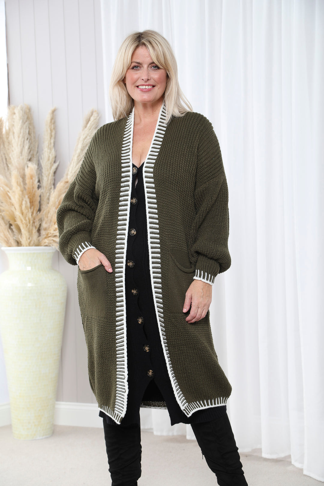 Elera Maxi Cardigan Khaki