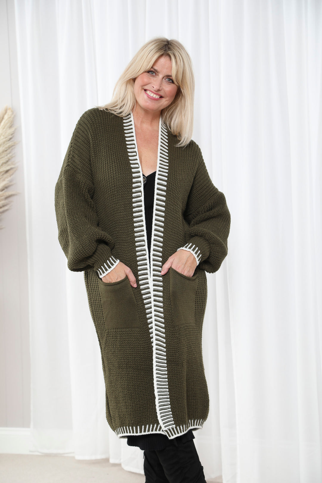 Elera Maxi Cardigan Khaki