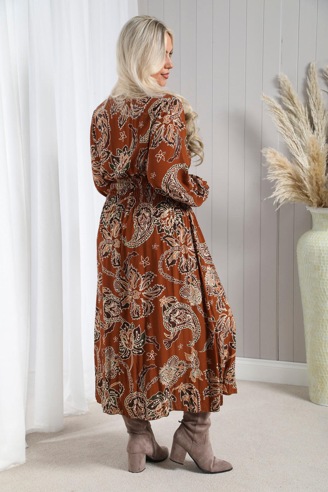 Florence Cuffed Maxi Dress Caramel