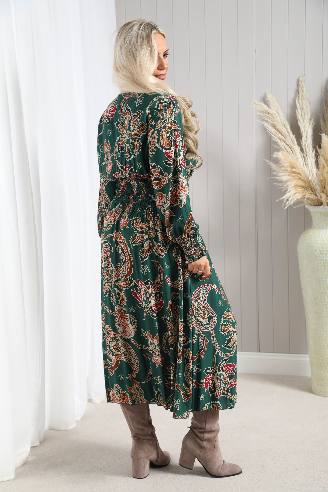 Florence Cuffed Maxi Dress Green