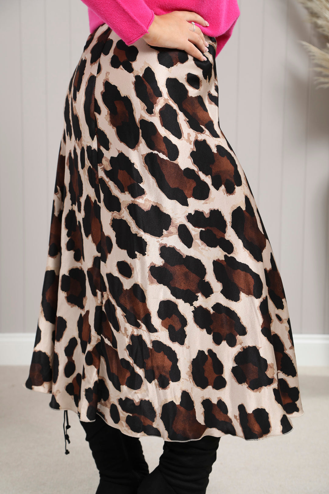 Sophie Leopard Satin Skirt