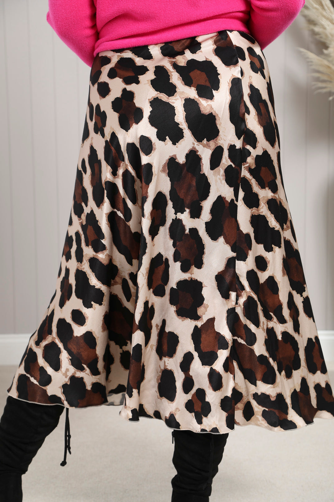 Sophie Leopard Satin Skirt