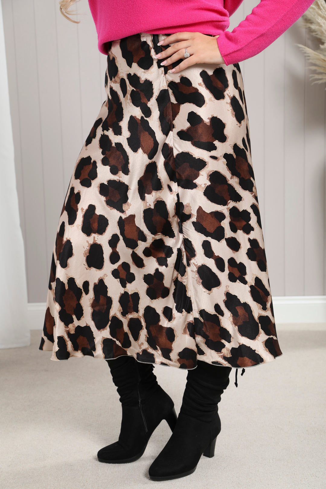 Sophie Leopard Satin Skirt