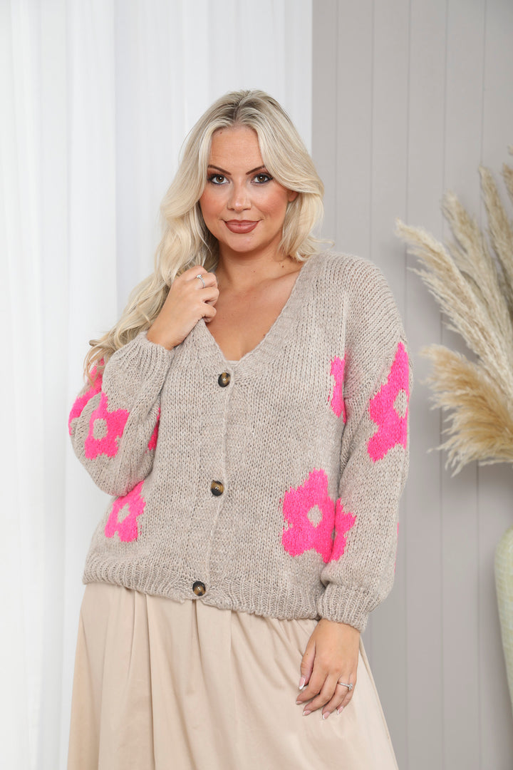 Daisy Button Cardigan Oat