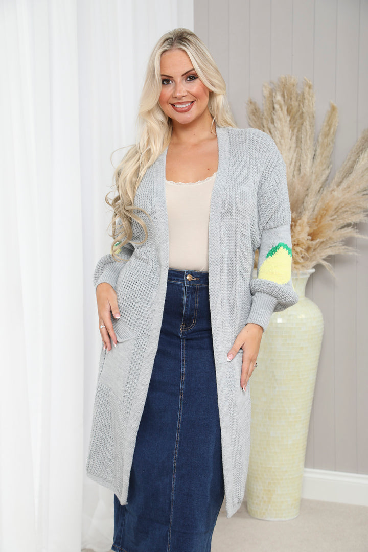 Lola Lemon Maxi Cardigan Grey