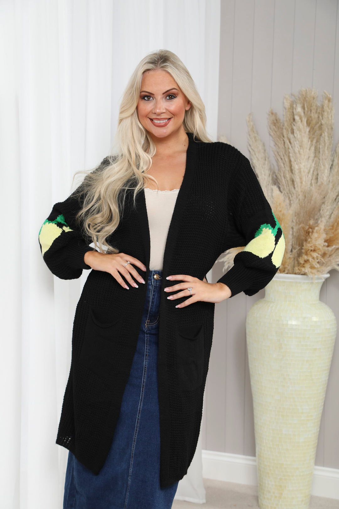 Lola Lemon Maxi Cardigan Black