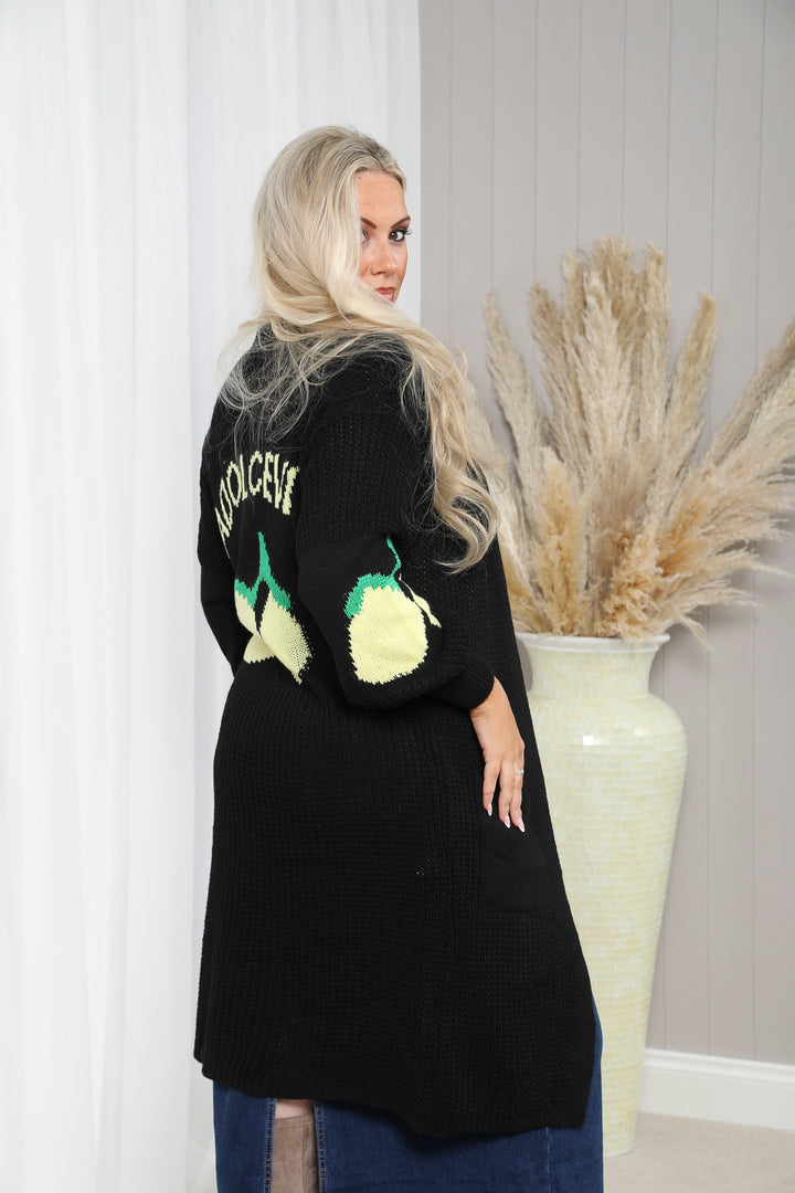 Lola Lemon Maxi Cardigan Black